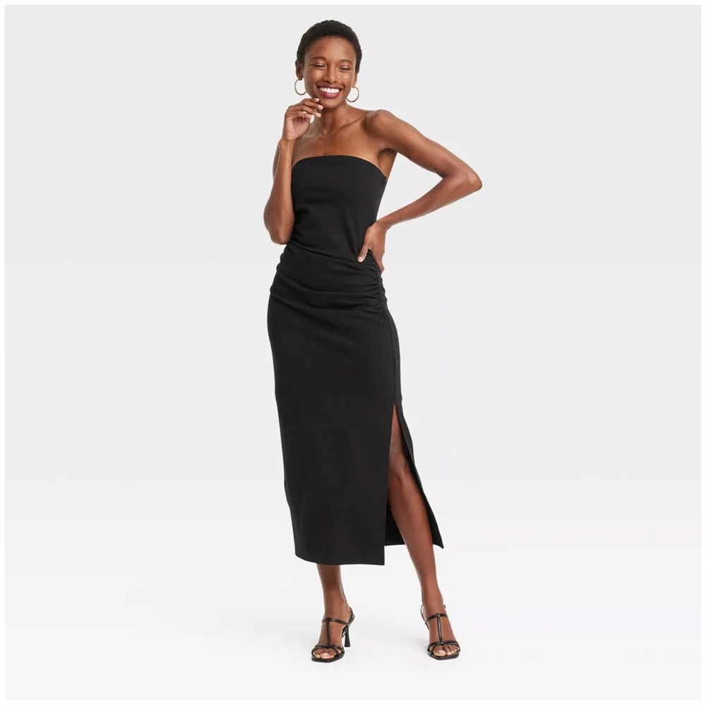 a new day Black Strapless Midi Dress